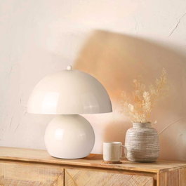 Opviq Lámpara de Mesa de Metal Crema